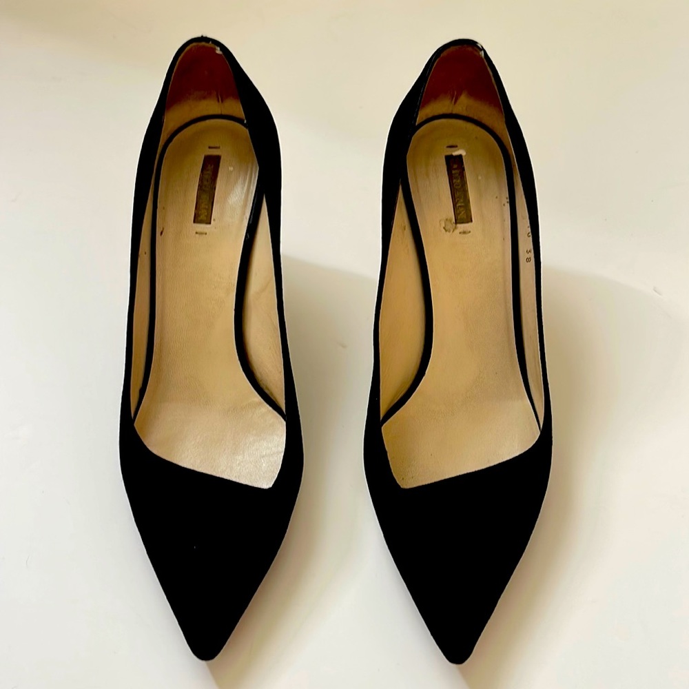Giorgio Armani Black Suede Asymmetrical Pumps - Size 38